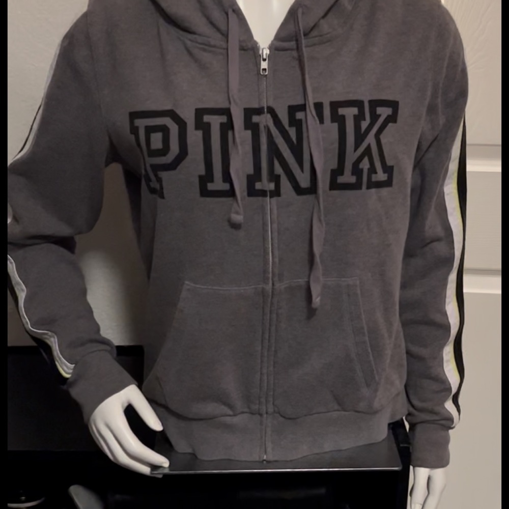 Pink Victoria secret sweater size large zip front